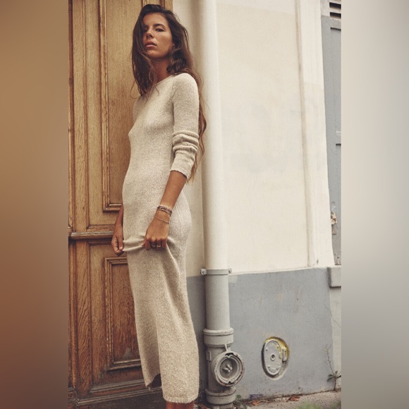 ZARA ~ LONG KNIT DRESS WITH METALLIC THREAD DETAIL - Picture 10 of 14